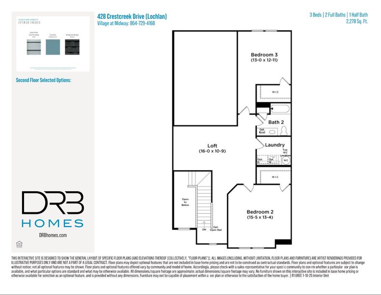 2D floor plan layout of this home in Village at Midway, Anderson, SC (Image 6).