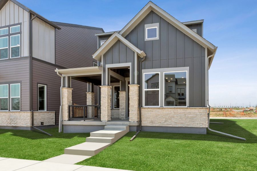 Front exterior of a new home in Baseline Peaks Collection, Broomfield, CO, highlighting curb appeal (Image 2).