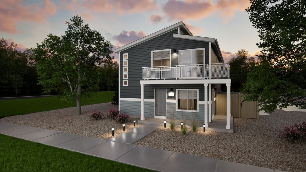 Front exterior of a new home in Muegge Farms, Bennett, CO, highlighting curb appeal (Image 1). Front exterior of a new home in Muegge Farms, Bennett, CO, highlighting curb appeal (Image 1).