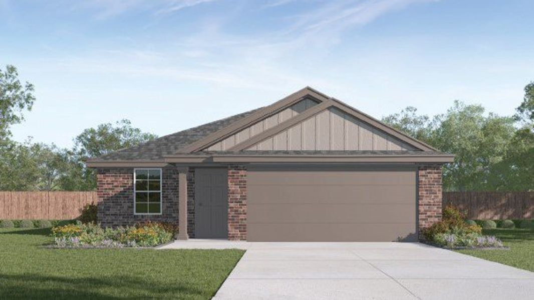 Representative exterior photo of a completed home built from the 1347 - The Dawn by D.R. Horton in Overlook West, Wolfforth, TX (Image 1). Representative exterior photo of a completed home built from the 1347 - The Dawn by D.R. Horton in Overlook West, Wolfforth, TX (Image 1).