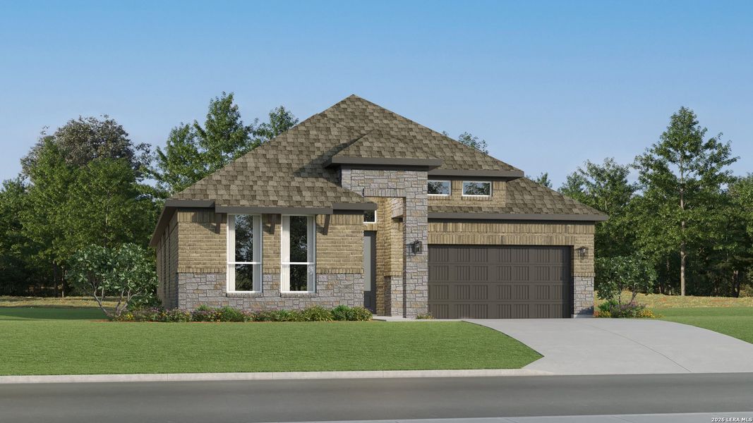 Front exterior of a new home in Navarro Ranch, Seguin, TX, highlighting curb appeal (Image 23).