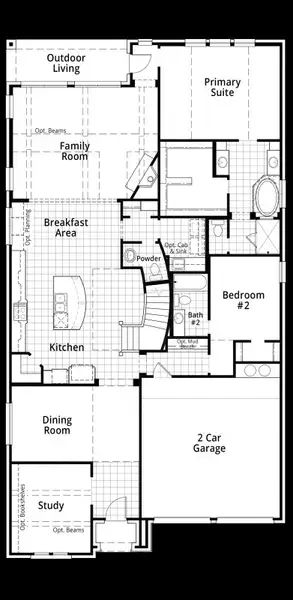 2D floor plan layout of this home in Star Trail, Prosper, TX (Image 2).