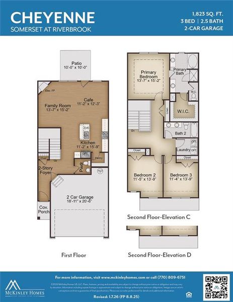 2D floor plan layout of this home in Somerset at Riverbrook, Gainesville, GA (Image 5).