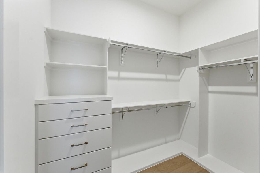 Built-in dresser for this closet.