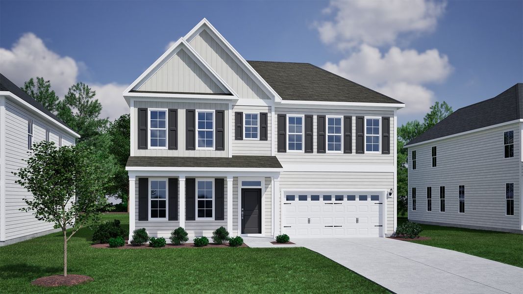 Representative exterior photo of a completed home built from the Edisto - Vanguard Collection by Mungo Homes in Lilah Grove, Summerfield, NC (Image 8).