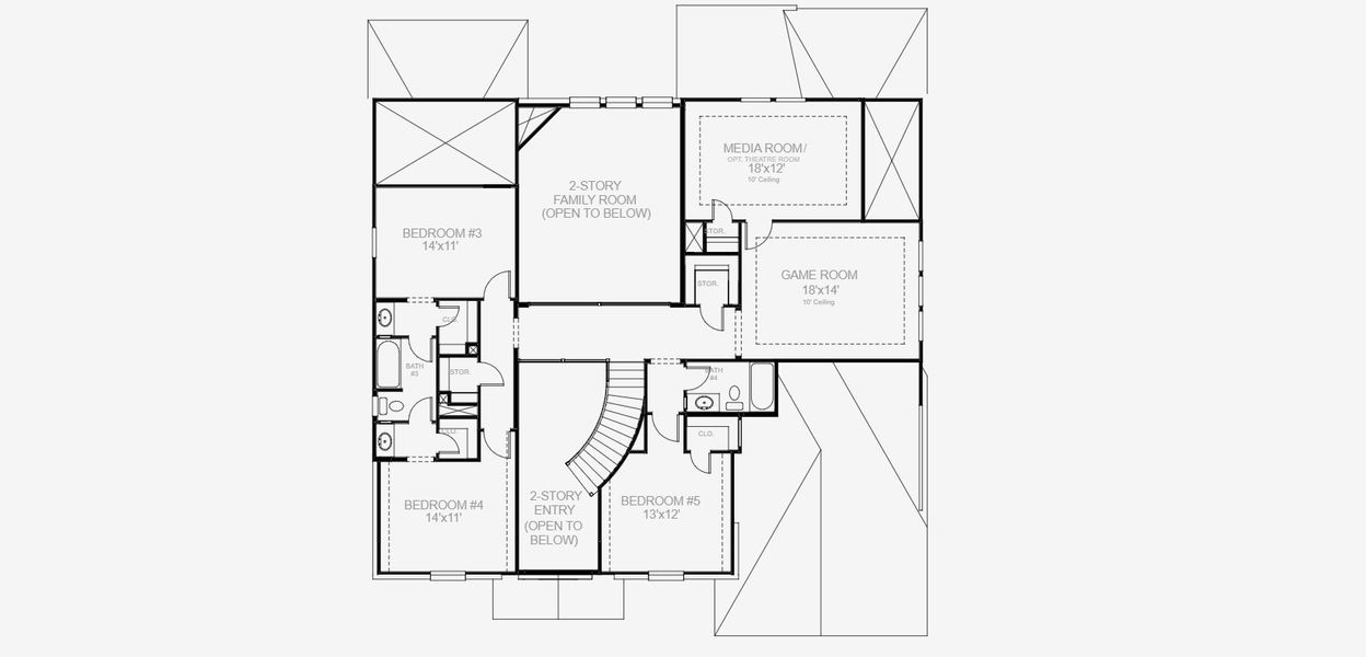 2D floor plan layout for the 3798W by Perry Homes in Legacy Prairie at Katy Court, Katy, TX (Image 4).