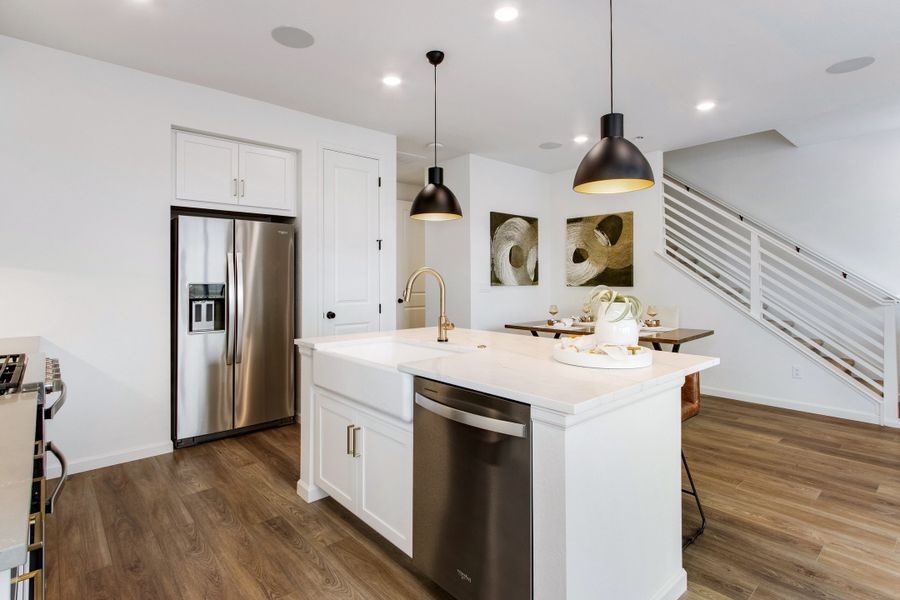 Furnished interior view inside a new home in Candelas Townhomes, Arvada (Image 11). Furnished interior view inside a new home in Candelas Townhomes, Arvada (Image 11).