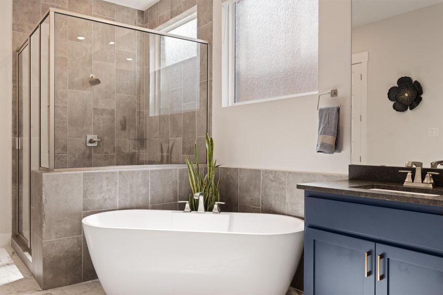 Marie Antoinette French-style soaking tub and walk-in shower Marie Antoinette French-style soaking tub and walk-in shower