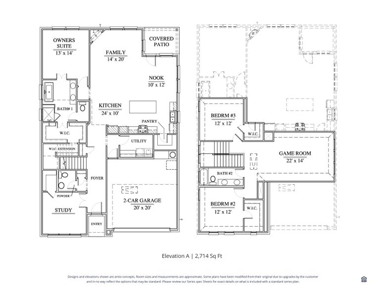 2D floor plan layout for the Addison by Our Country Homes in Lakes of River Trails, Richland Hills, TX (Image 3).