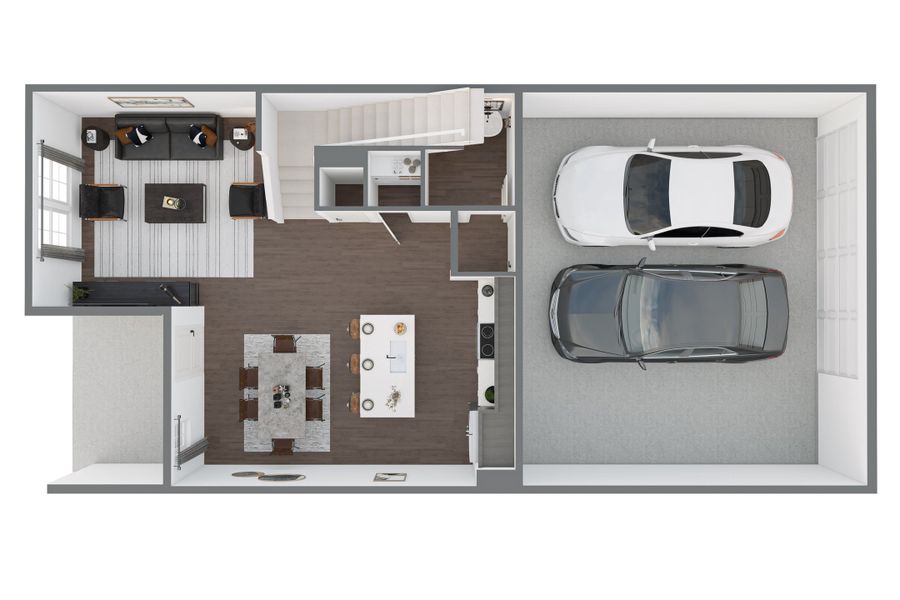 2D floor plan layout for the A by Tri Pointe Homes in Candelas Townhomes, Arvada, CO (Image 4).