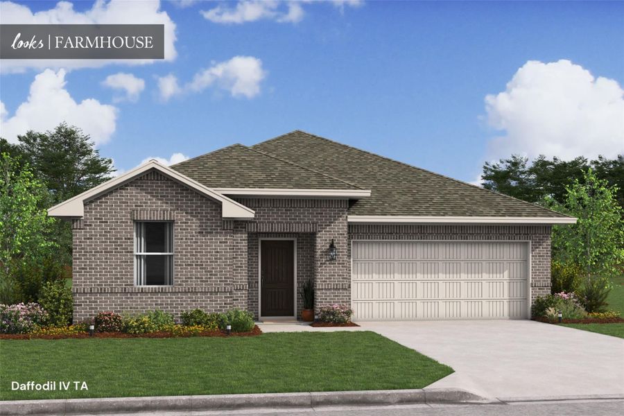 Charming Daffodil IV design by K. Hovnanian Homes in elevation TA built in Aspire at River Ranch Trails. (*Artist rendering used for illustration purposes only.)