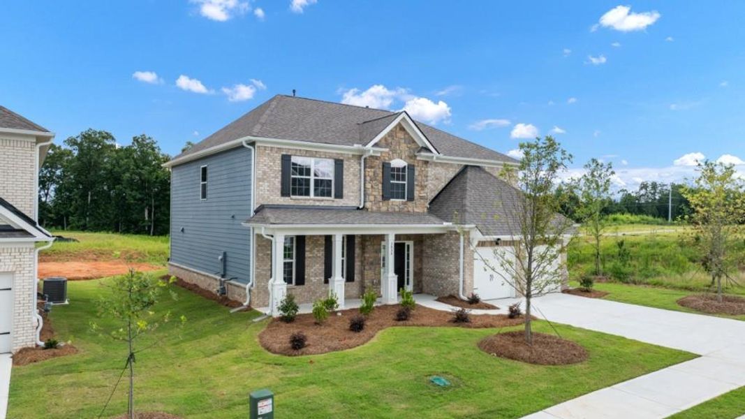 Front exterior of a new home in Butner Estates, South Fulton, GA, highlighting curb appeal (Image 28).