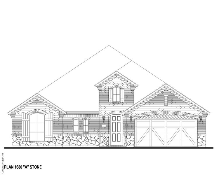 Plan 1680 Elevation A w/ Stone
