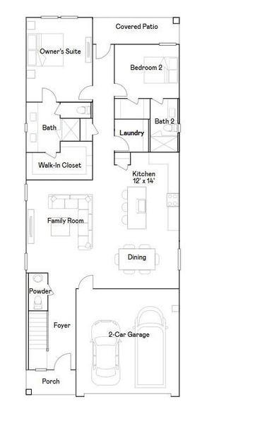 2D floor plan layout of this home in Synova: Avante Collection, Crosby, TX (Image 4).