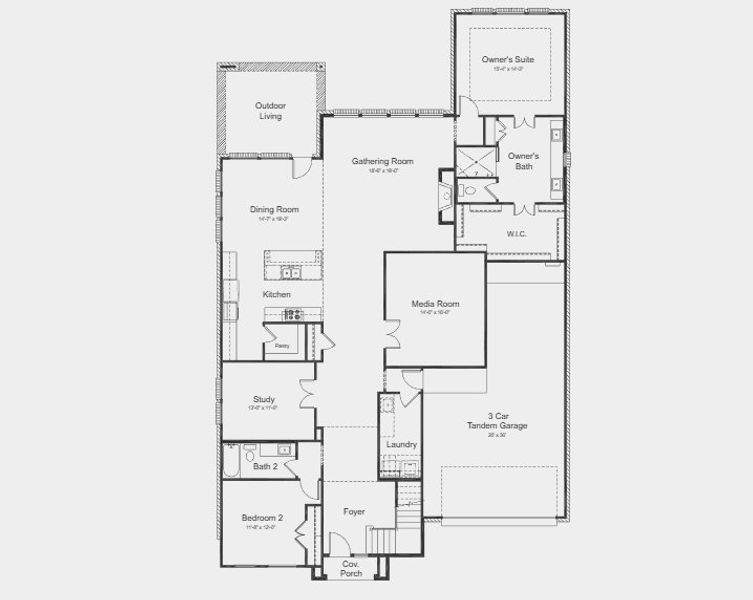 2D floor plan layout for the Rialto by Taylor Morrison in Ryehill, Rosenberg, TX (Image 4).