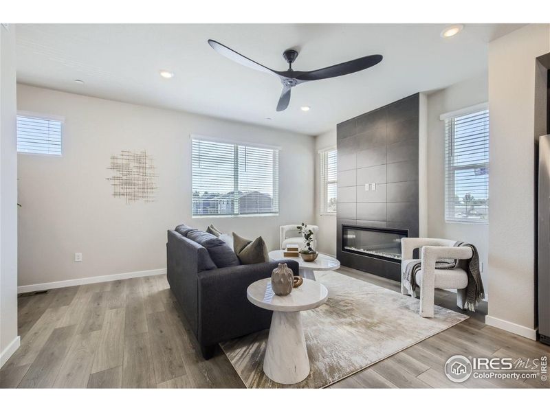 Furnished interior view inside a new home in Waterfield - Townhomes, Fort Collins (Image 9). Furnished interior view inside a new home in Waterfield - Townhomes, Fort Collins (Image 9).