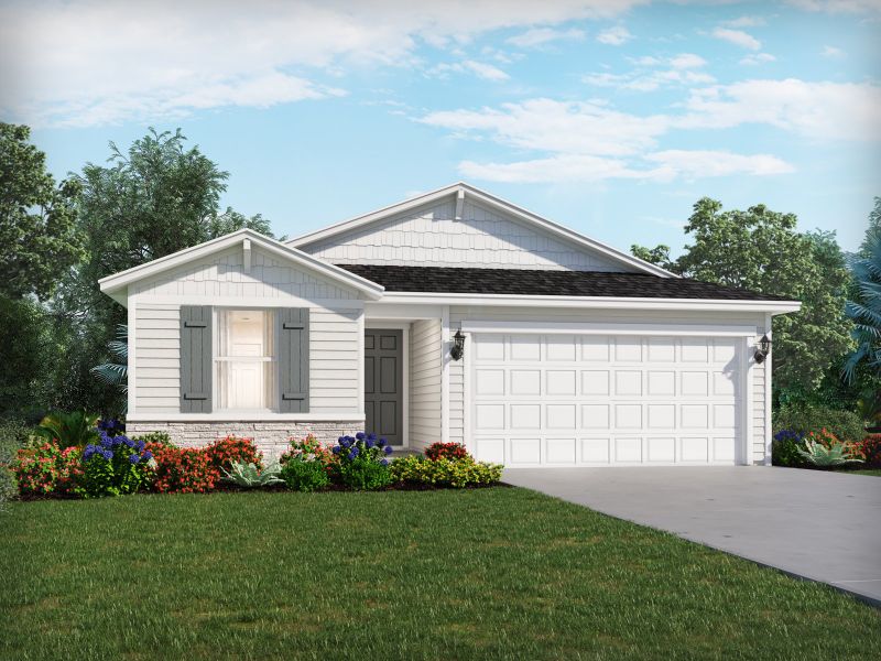 Representative exterior photo of a completed home built from the Callaway by Meritage Homes in Cypress Meadows - Classic Series, Jacksonville, FL (Image 4). Representative exterior photo of a completed home built from the Callaway by Meritage Homes in Cypress Meadows - Classic Series, Jacksonville, FL (Image 4).