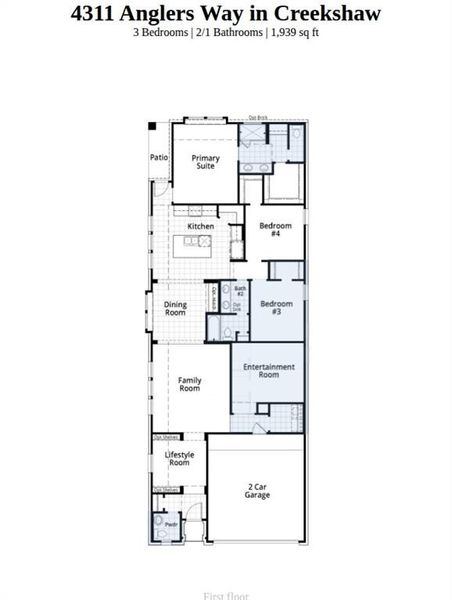 2D floor plan layout of this home in Creekshaw, Royse City, TX (Image 2). 2D floor plan layout of this home in Creekshaw, Royse City, TX (Image 2).