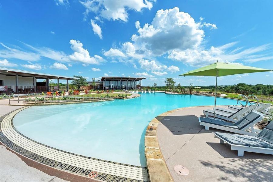 View of pool featuring a patio