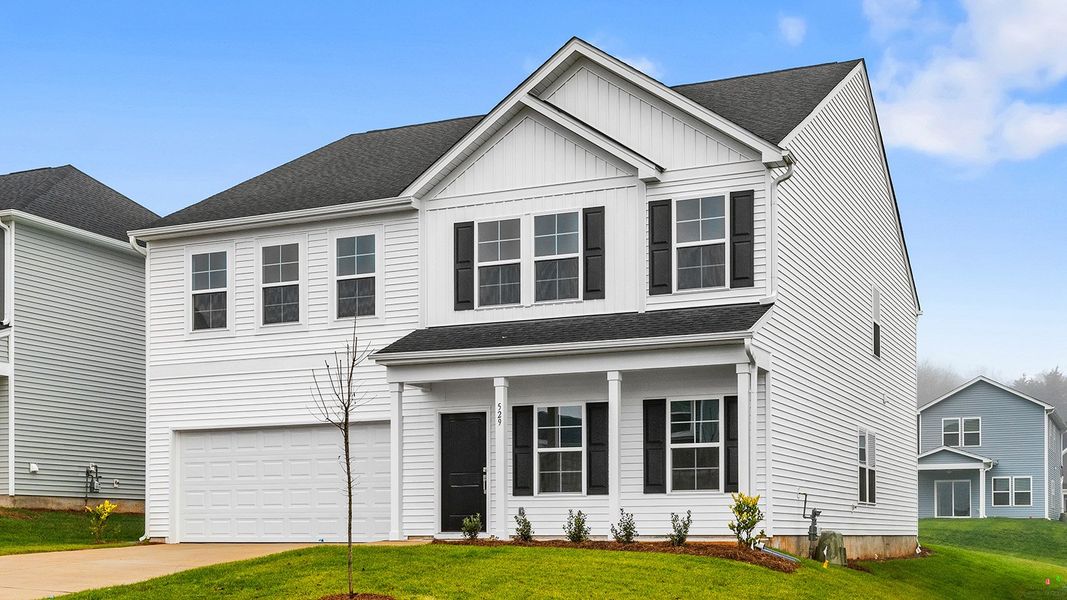 Front exterior of a new home in Hanes Lake, Winston-Salem, NC, highlighting curb appeal (Image 2).