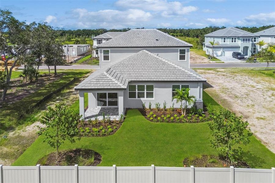 Exterior details and patio area of a home in Hawkstone, Sarasota (Image 3). Exterior details and patio area of a home in Hawkstone, Sarasota (Image 3).