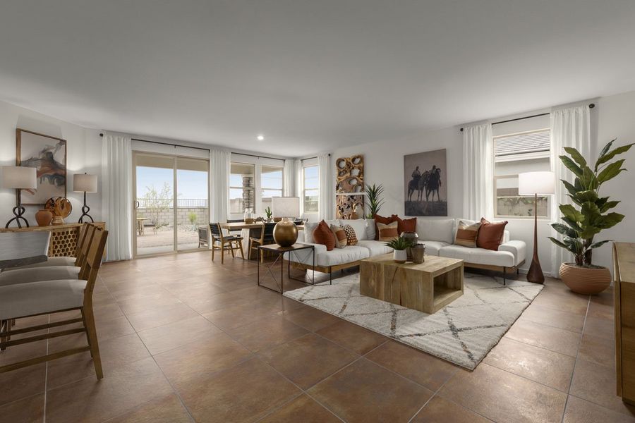 Representative furnished interior of a home built from the 2128 Modeled by KB Home in Mesquite at Teravalis, Buckeye (Image 4). Representative furnished interior of a home built from the 2128 Modeled by KB Home in Mesquite at Teravalis, Buckeye (Image 4).