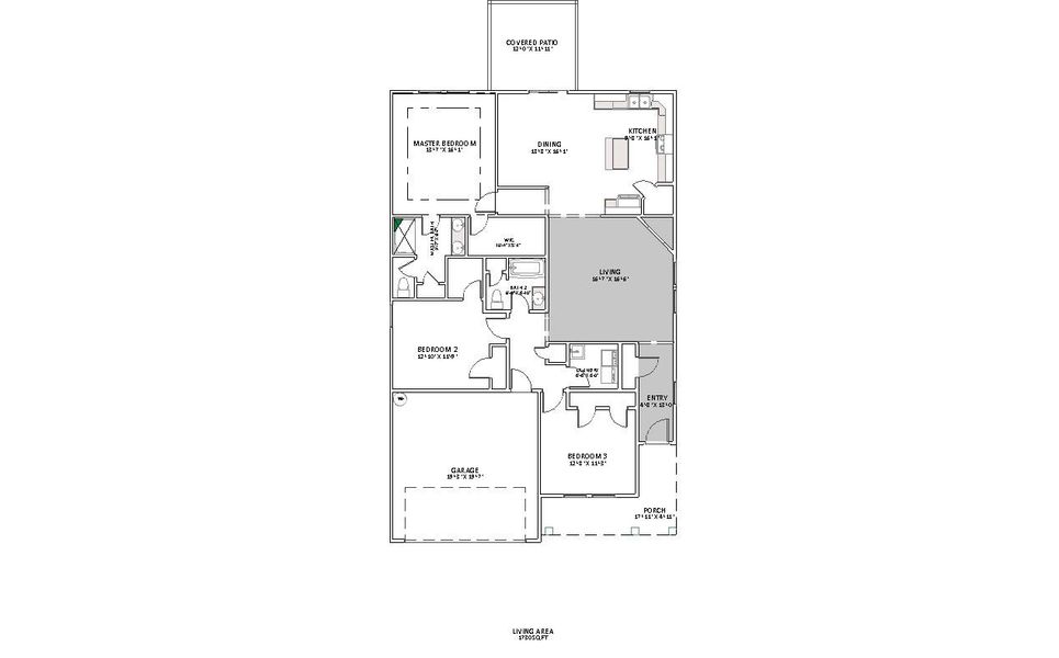 2D floor plan layout for the Fernwood by Enchanted Homes in Guadalupe Heights, Seguin, TX (Image 5).