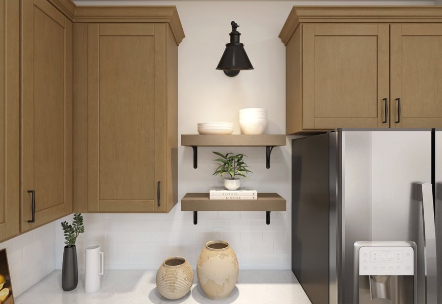 Kitchen with floating shelves