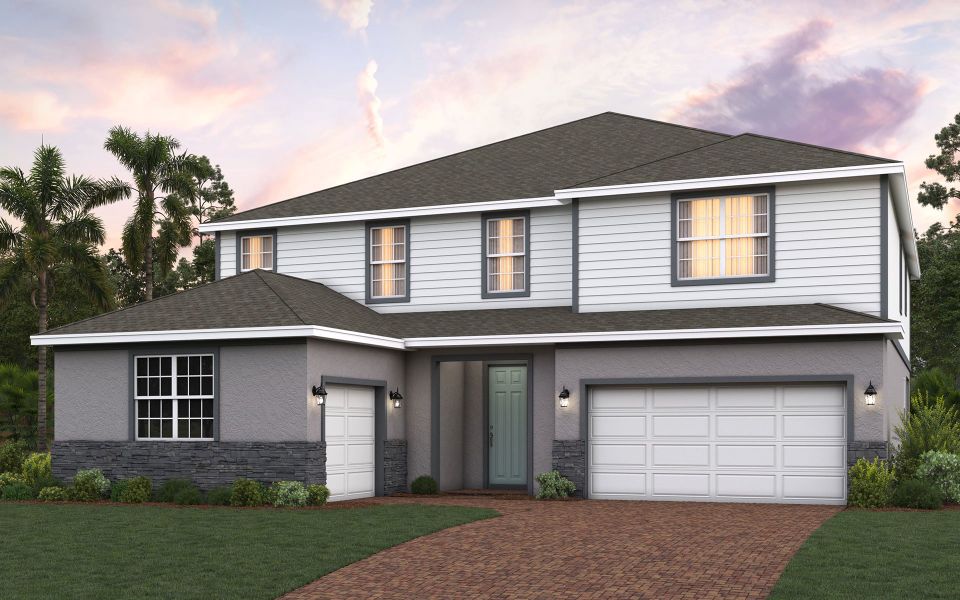 Theodore elevation 1 shown with optional stone