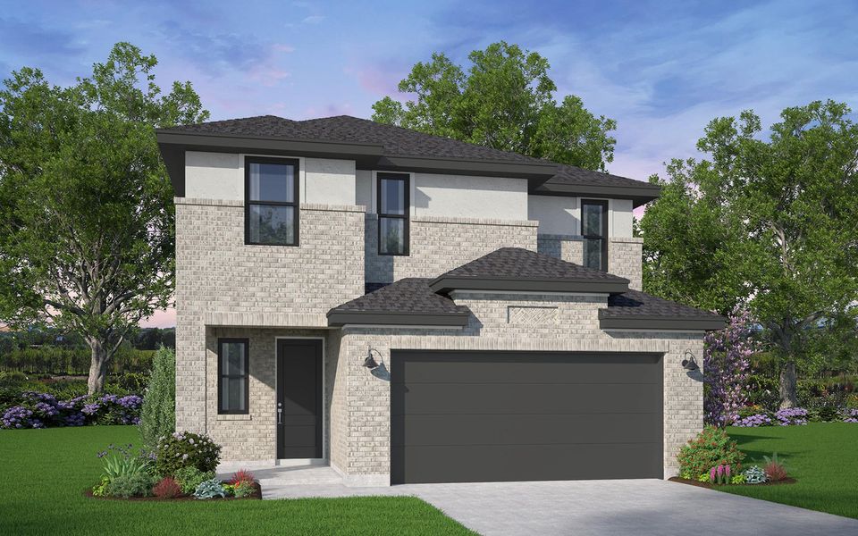 Representative exterior photo of a completed home built from the Kendall by Brookfield Residential in Elyson, Katy, TX (Image 3). Representative exterior photo of a completed home built from the Kendall by Brookfield Residential in Elyson, Katy, TX (Image 3).