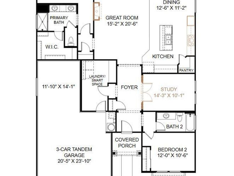 2D floor plan layout of this home in Westwood, Prescott, AZ (Image 4).