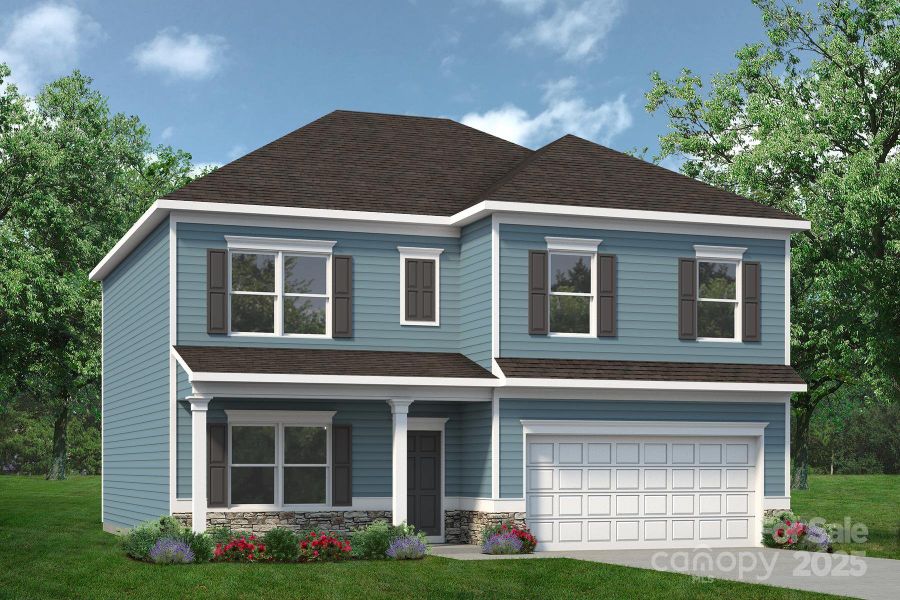 Front exterior of a new home in Winecoff, Salisbury, NC, highlighting curb appeal (Image 1). Front exterior of a new home in Winecoff, Salisbury, NC, highlighting curb appeal (Image 1).