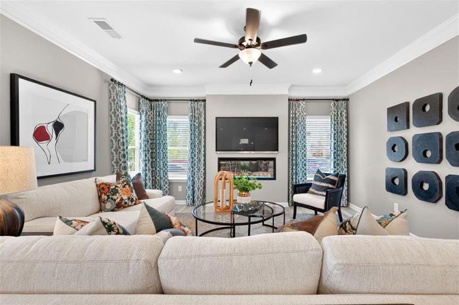Furnished interior view inside a new home in The Stiles, Cartersville (Image 3). Furnished interior view inside a new home in The Stiles, Cartersville (Image 3).