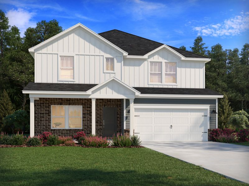 Representative exterior photo of a completed home built from the Sherwood by Meritage Homes in Oxford Station, Salisbury, NC (Image 2).