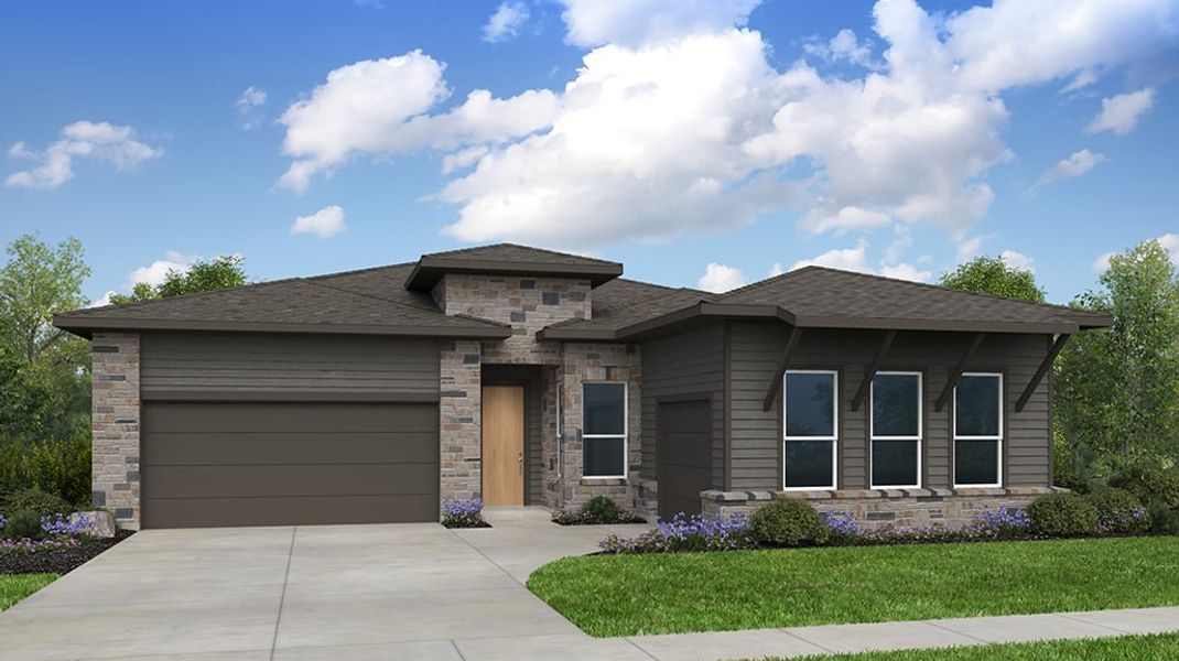 Representative exterior photo of a completed home built from the Allendale by Taylor Morrison in Silverleaf 60s, Cedar Creek, TX (Image 4). Representative exterior photo of a completed home built from the Allendale by Taylor Morrison in Silverleaf 60s, Cedar Creek, TX (Image 4).