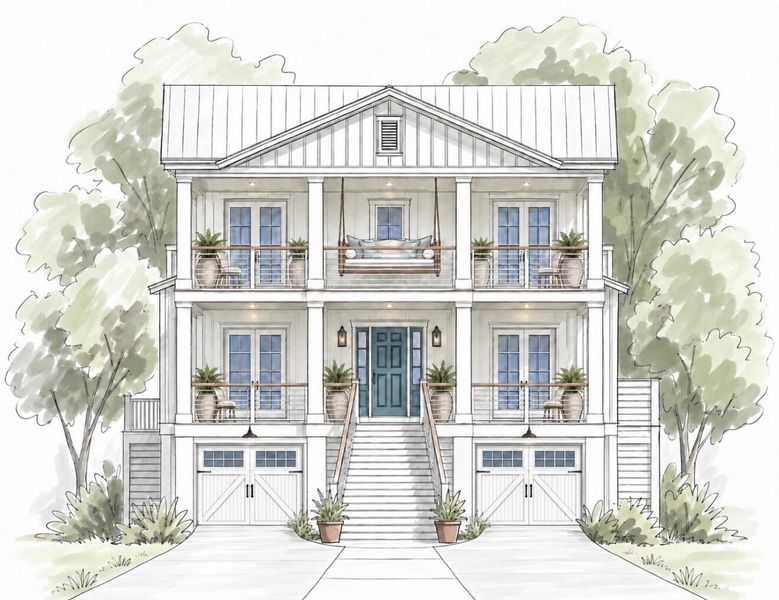 Exterior rendering of this home design in , Folly Beach, SC (Image 3).