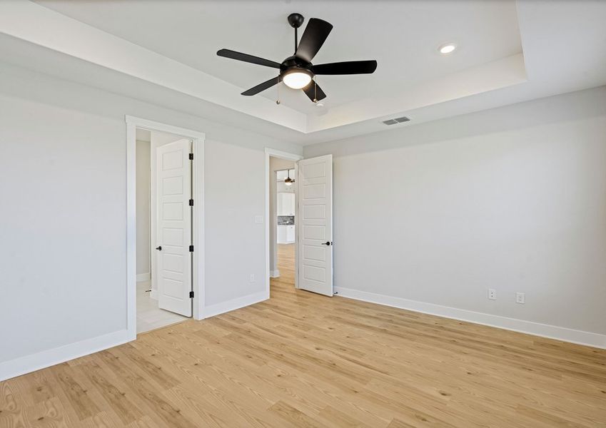 The master suite has a large bedroom, ensuite bathroom and a walk-in closet. The master suite has a large bedroom, ensuite bathroom and a walk-in closet.