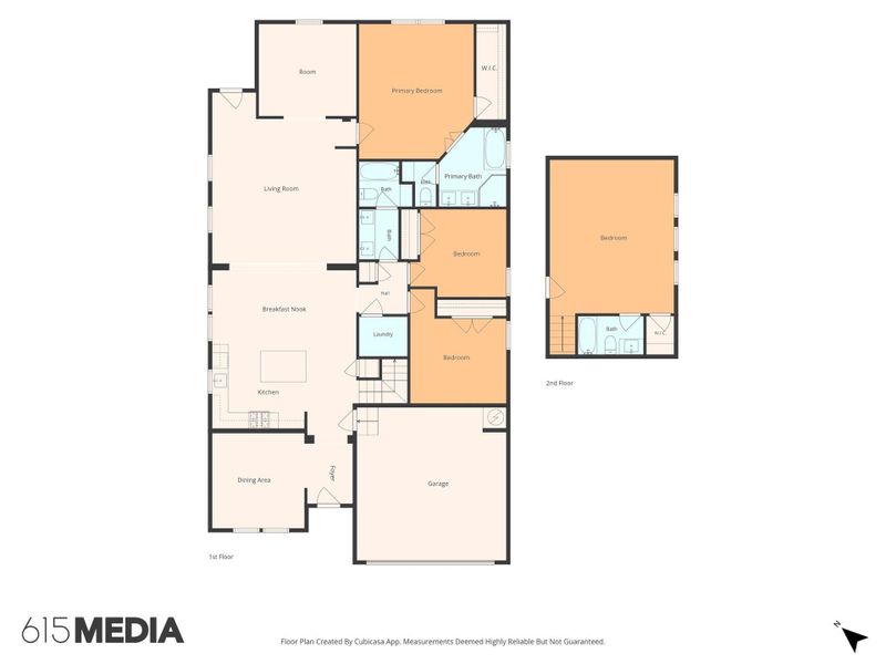 An organized floor plan outlines the spatial layout of both levels.