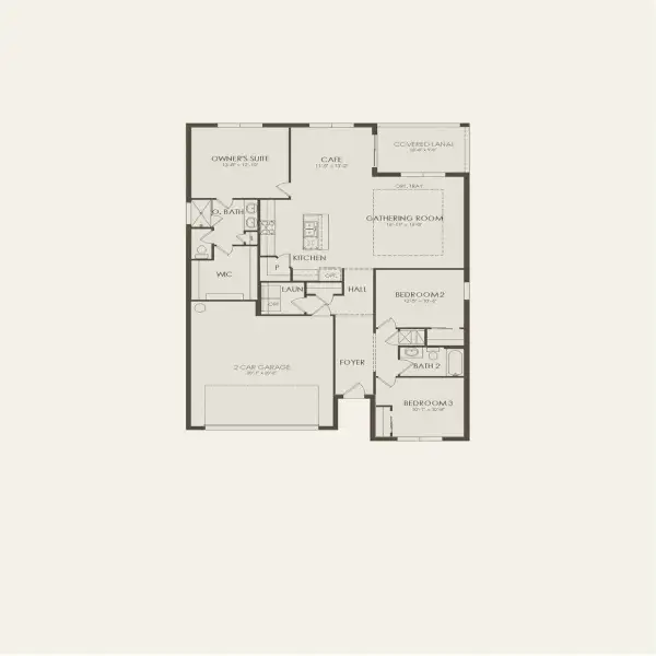 2D floor plan layout for the Crestmere by Pulte Homes in Highland Pines, Leesburg, FL (Image 3).