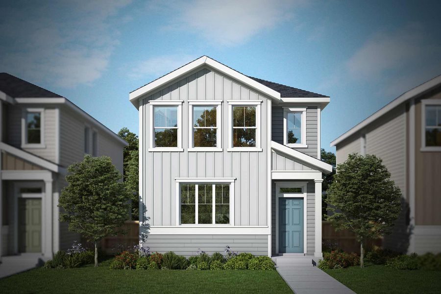 Representative exterior photo of a completed home built from the The Miramar by David Weekley Homes in Revel Crossing at Wolf Ranch – The Ascent Collection, Colorado Springs, CO (Image 2).