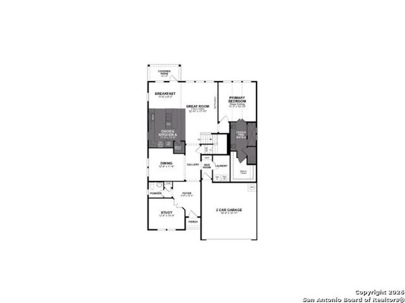 2D floor plan layout of this home in Parklands Estates, Schertz, TX (Image 3).