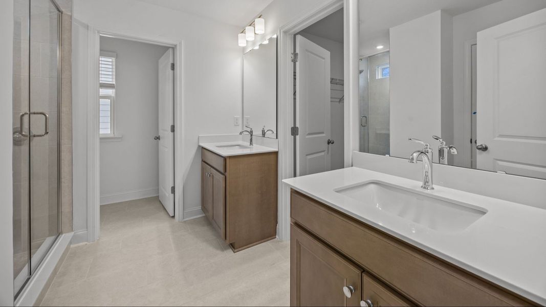 The Beramont Plan by DR homes in Farms at Bellingham, Mooresville, NC - Primary Bathroom