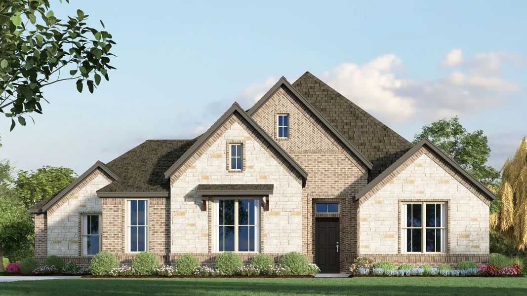 Elevation B with Stone | Concept 2796 at Coyote Crossing in Godley, TX by Landsea Homes