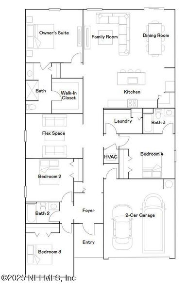 2D floor plan layout of this home in Kings Preserve, Jacksonville, FL (Image 2). 2D floor plan layout of this home in Kings Preserve, Jacksonville, FL (Image 2).