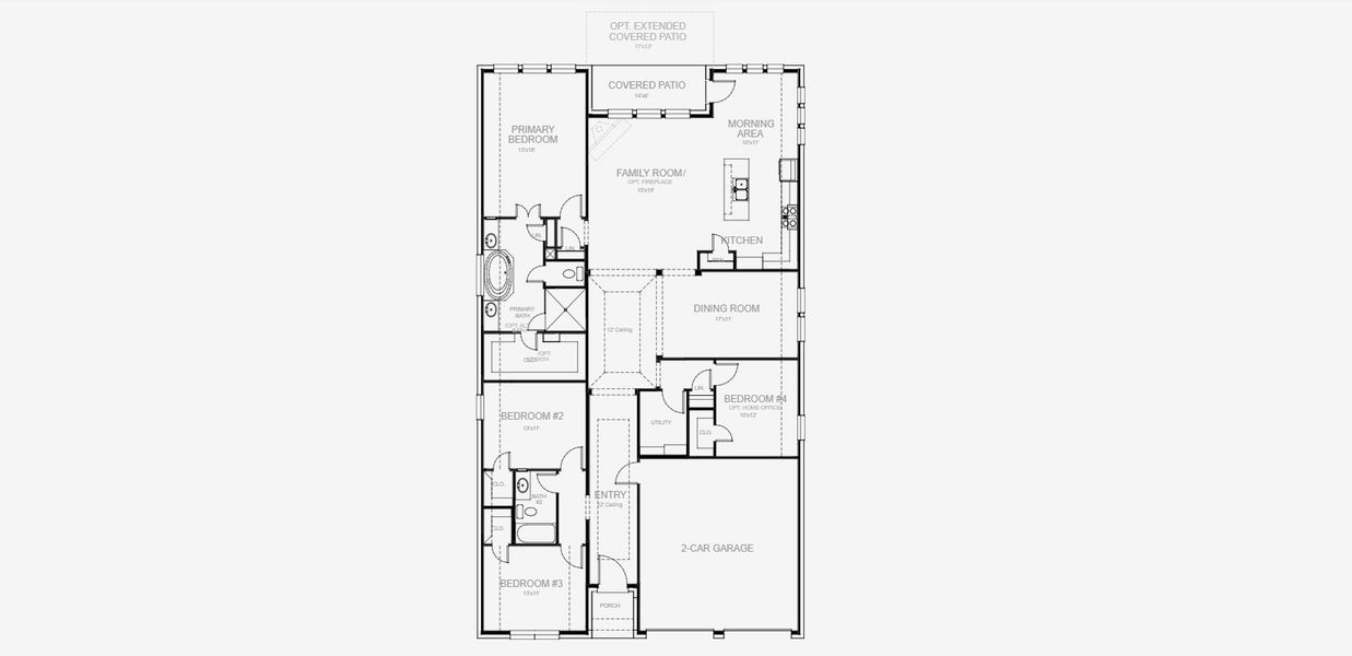2D floor plan layout for the 2187W by Perry Homes in Trinity Falls At Province Woods 50', McKinney, TX (Image 5).