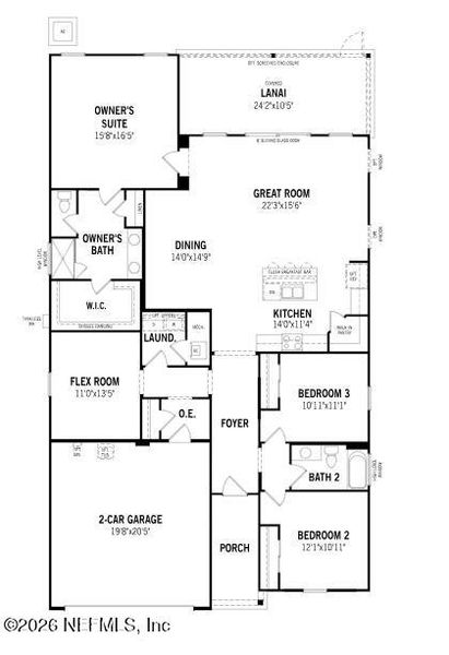2D floor plan layout of this home in Sandridge Hills, Green Cove Springs, FL (Image 2). 2D floor plan layout of this home in Sandridge Hills, Green Cove Springs, FL (Image 2).