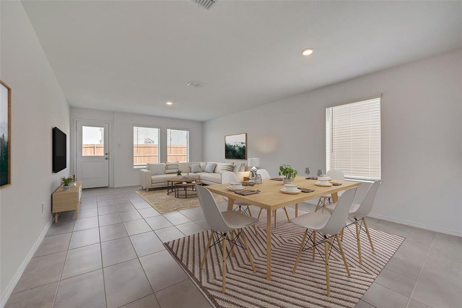 View of tiled dining area