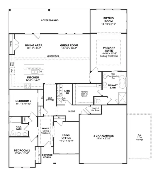 2D floor plan layout for the Amadora II by K. Hovnanian® Homes in Grand Magnolia, Magnolia, TX (Image 3).