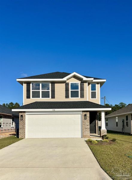 Front exterior of a new home in Allison Acres, Cantonment, FL, highlighting curb appeal (Image 1). Front exterior of a new home in Allison Acres, Cantonment, FL, highlighting curb appeal (Image 1).