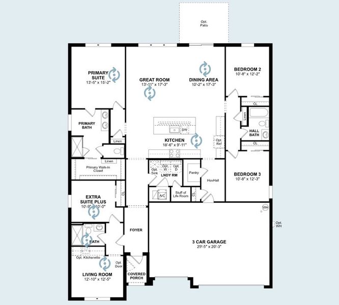 2D floor plan layout for the Aegean by K. Hovnanian® Homes in Aspire at Port St. Lucie, Port St. Lucie, FL (Image 7).